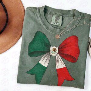 Mexican Flag Bow Shirt, Latina Comfort Colors® Shirt, Hispanic Heritage Month